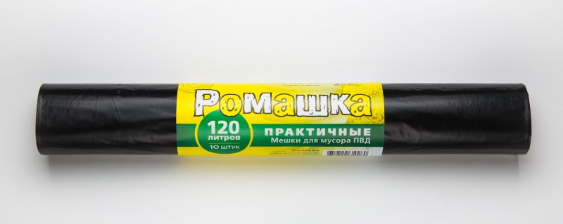 ВР-0060(МН) Мешки д./мПВД 120л в рул ПРАКТИЧНЫЕ (70х110см/30мкм) 10шт/рул, 20рул/кор черные