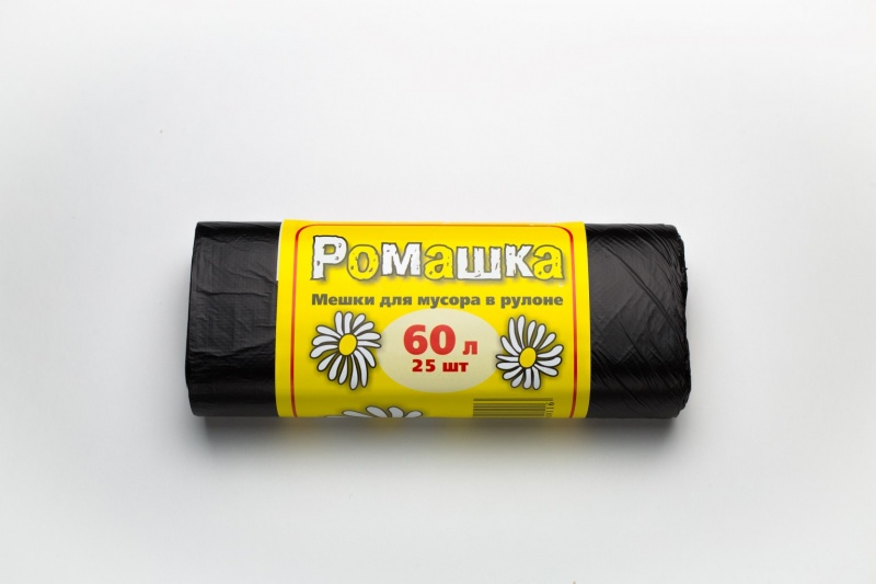 НМ60252501 Мешки д/м 60х80 8мкн 60л РОМАШКА (25шт/рул, 25рул/ящ); Черный 